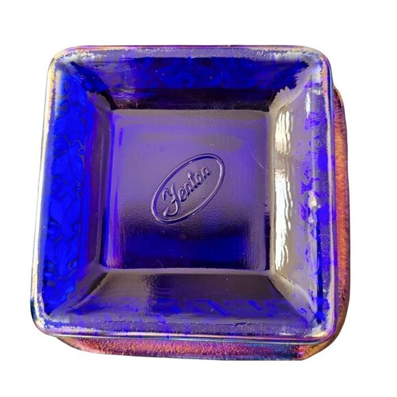 Fenton Cobalt Blue Carnival Glass Square Candy Dish Presidential Bicentennial - Picture 6 of 10
